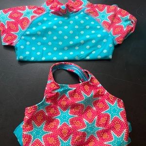 Girls L.L.Bean bathing suit and rash guard